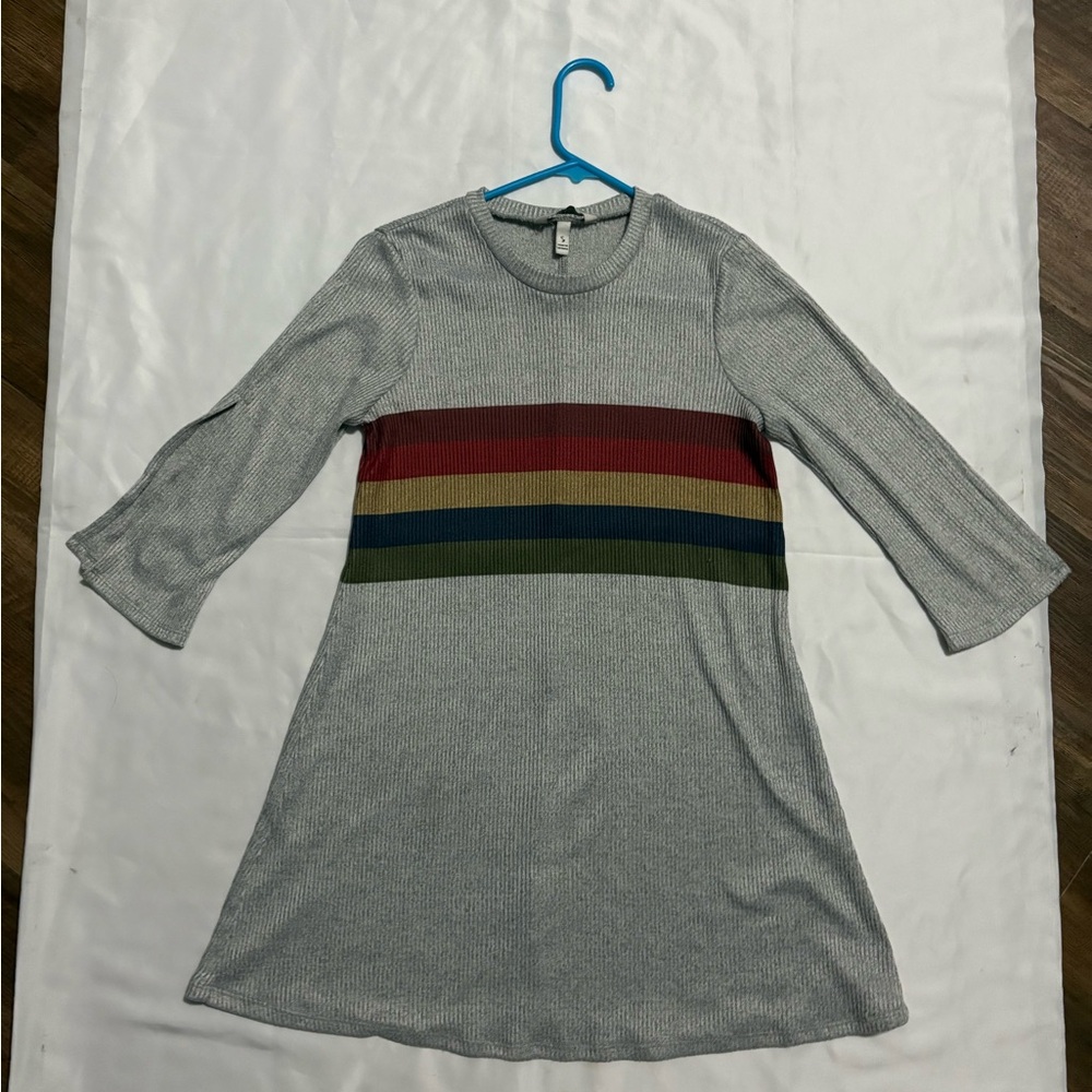 Speechless Gray A-Line Dress with Bell Sleeves